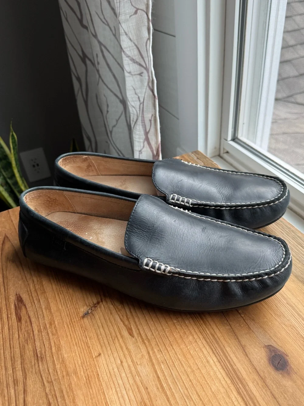 Polo Ralph Lauren Woodley Mens Driving Loafer Shoes Leather Size 15 D Black
